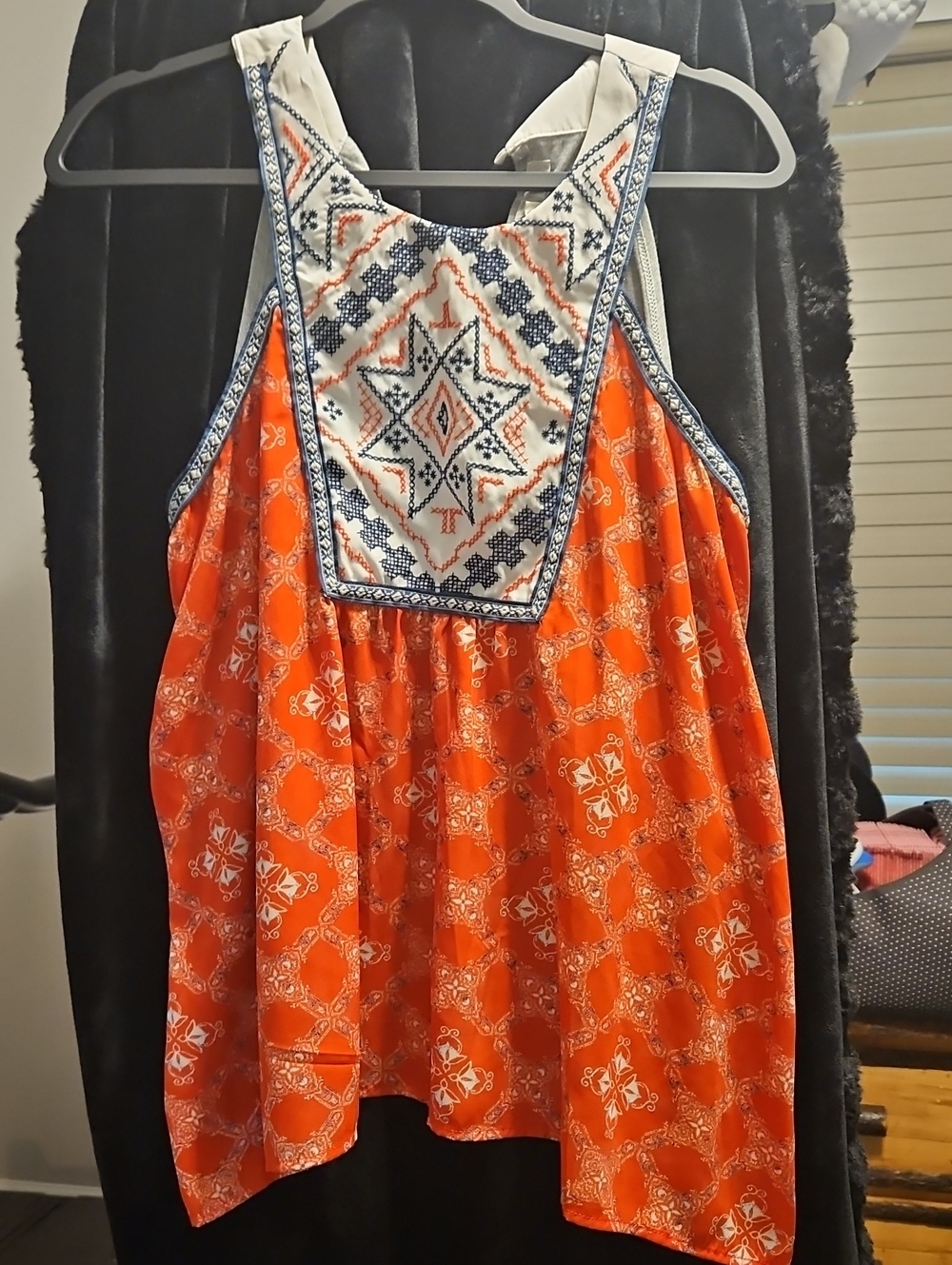 Jolt Red Printed Tank with Embroidered Front Bib